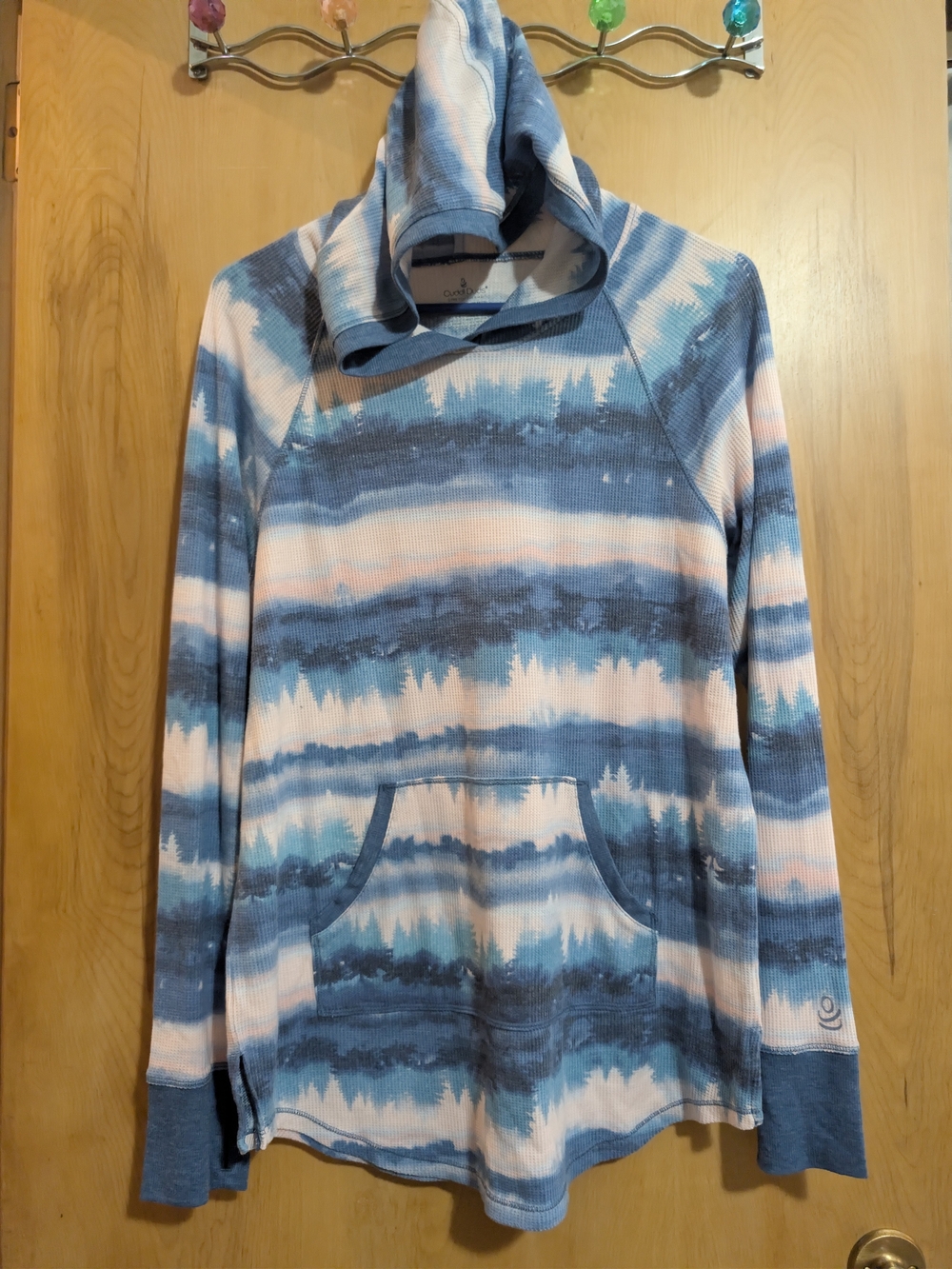 Cuddl Duds Striped Hooded Pullover - Blue & Pink